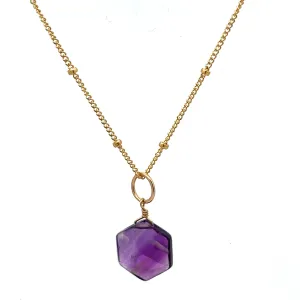 L'amethyste hexagon pendant necklace - natural amethyst