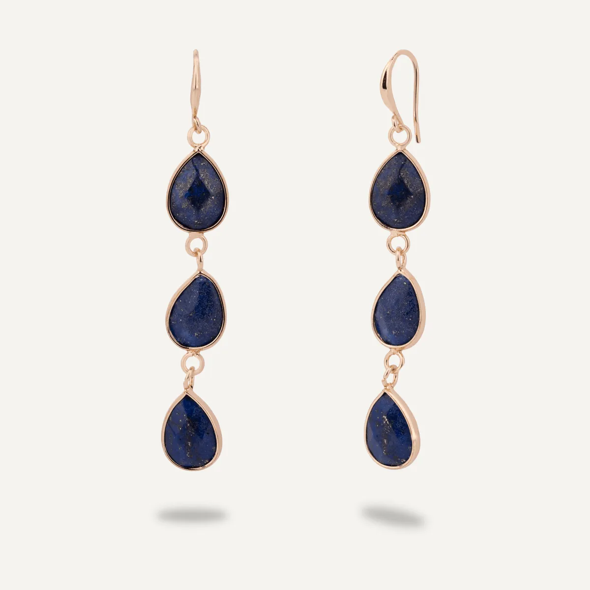 Lapis Drop Earrings In Gold-Tone