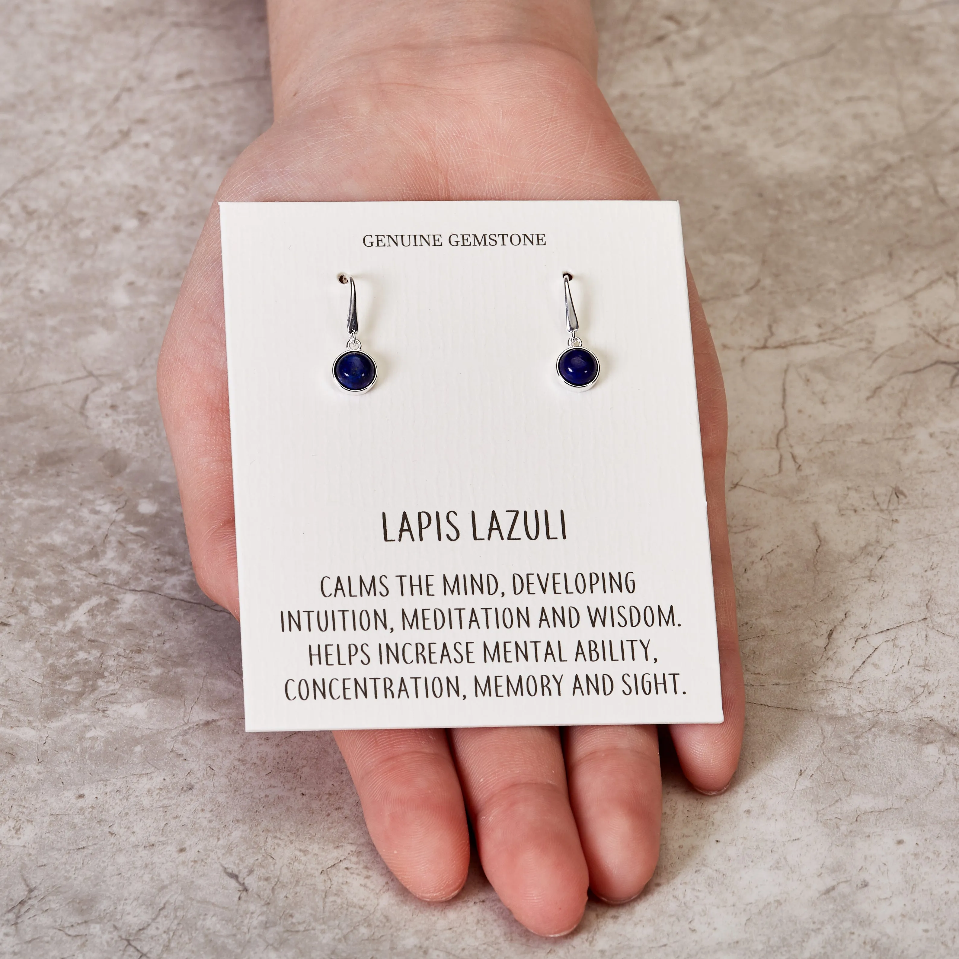 Lapis Drop Earrings with Quote Card