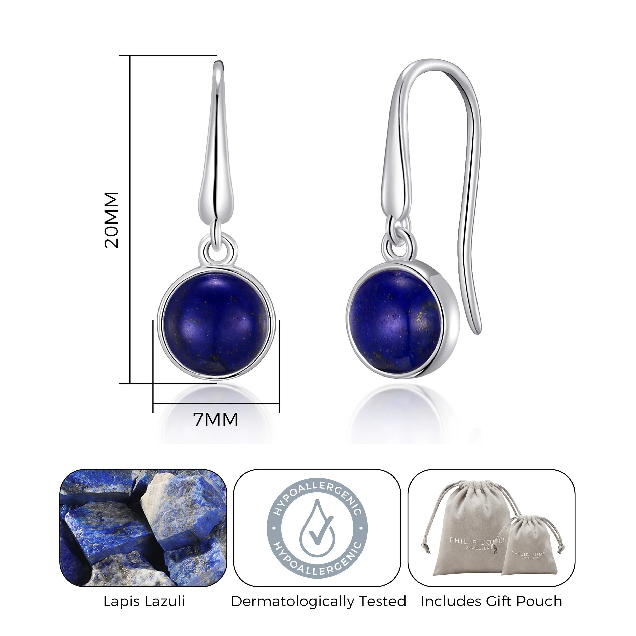 Lapis Drop Earrings with Quote Card