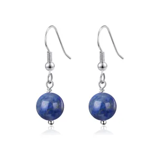 Lapis Gemstone Round Drop Earrings