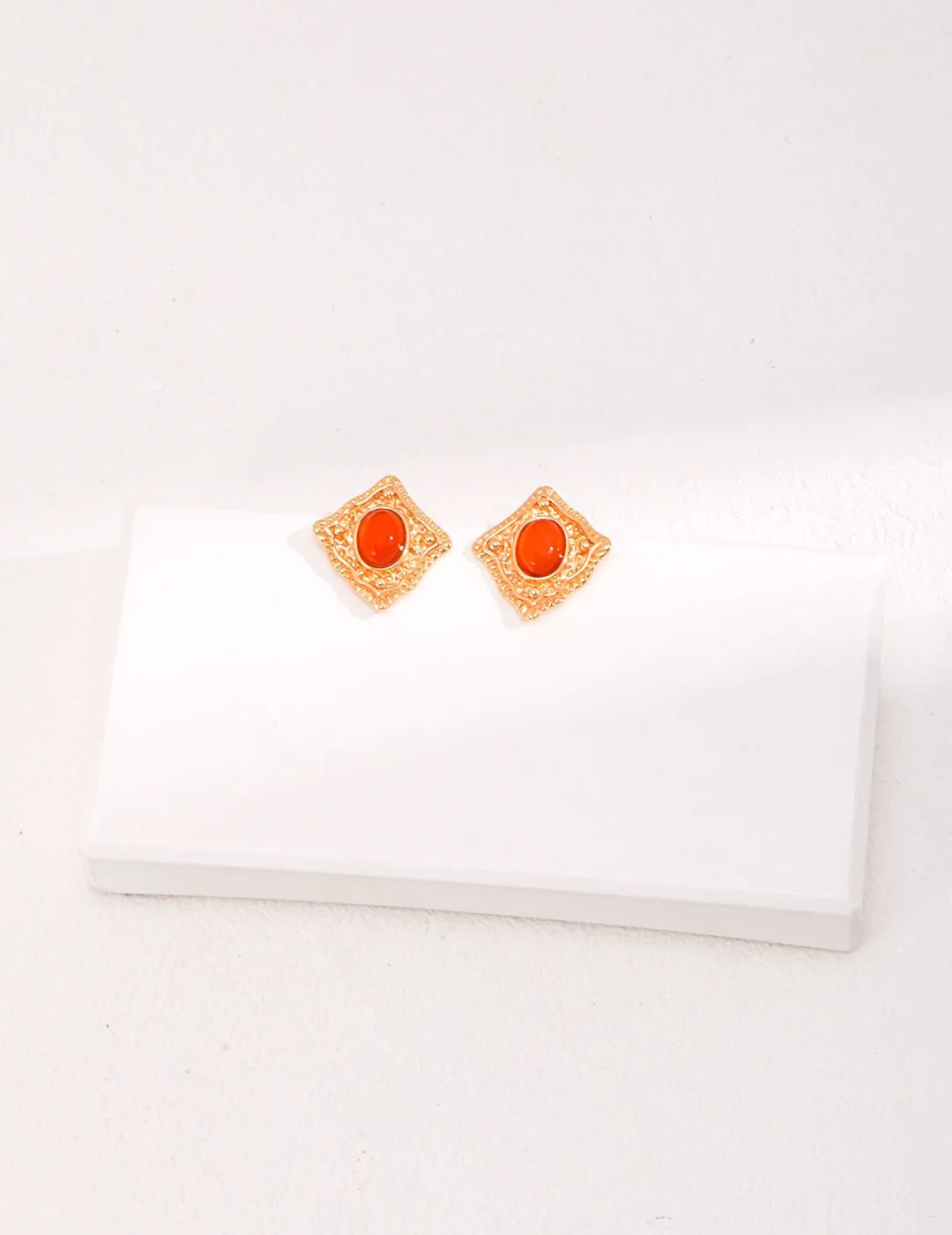 Lapis Lazuli / Carnelian Stud Earrings