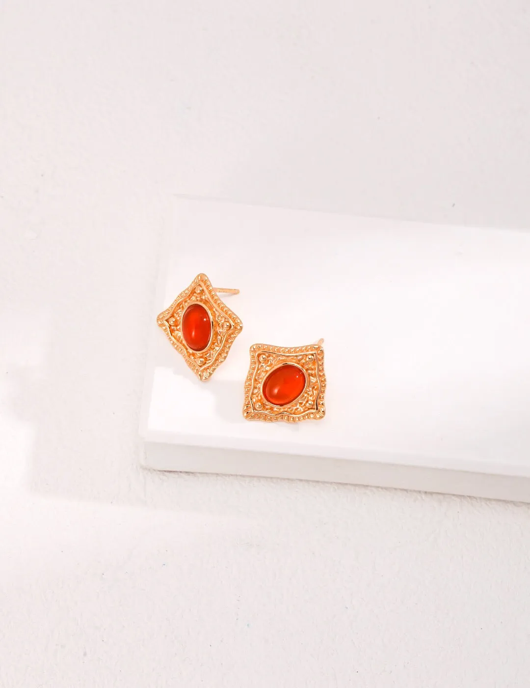 Lapis Lazuli / Carnelian Stud Earrings