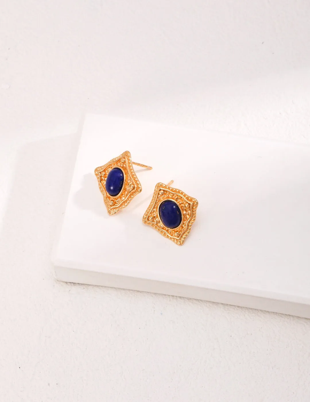 Lapis Lazuli / Carnelian Stud Earrings