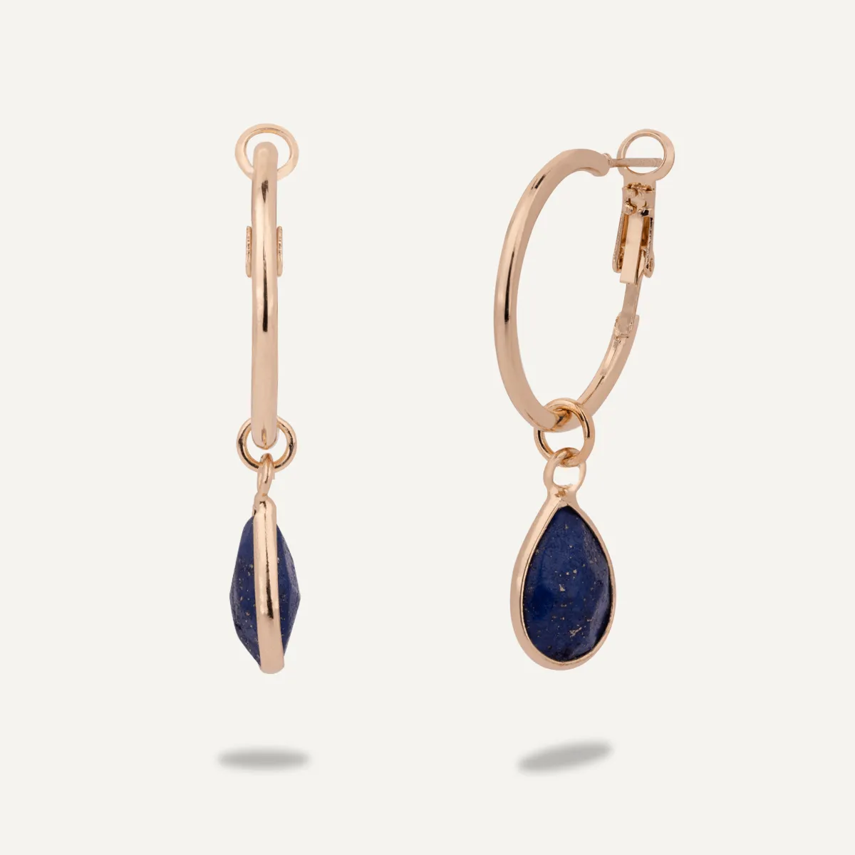 Lapis Lever Earrings In Gold-Tone