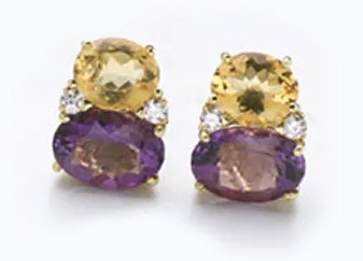 Large GUM DROP™ Earrings with Citrine and Amethyst and Diamonds