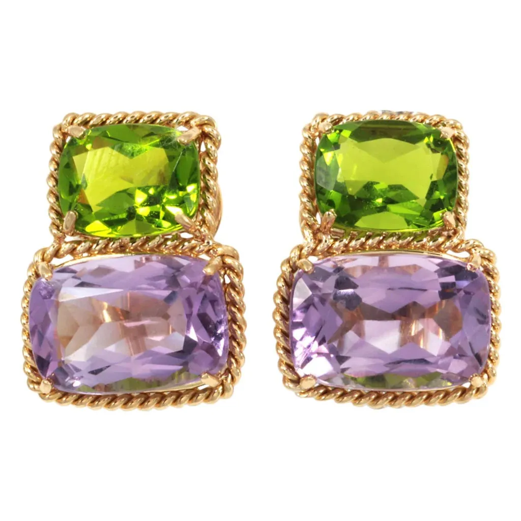 Large GUM DROP™ Earrings with Citrine and Amethyst and Diamonds