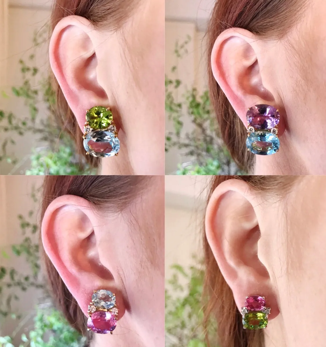 Large GUM DROP™ Earrings with Citrine and Pink Topaz and Diamonds