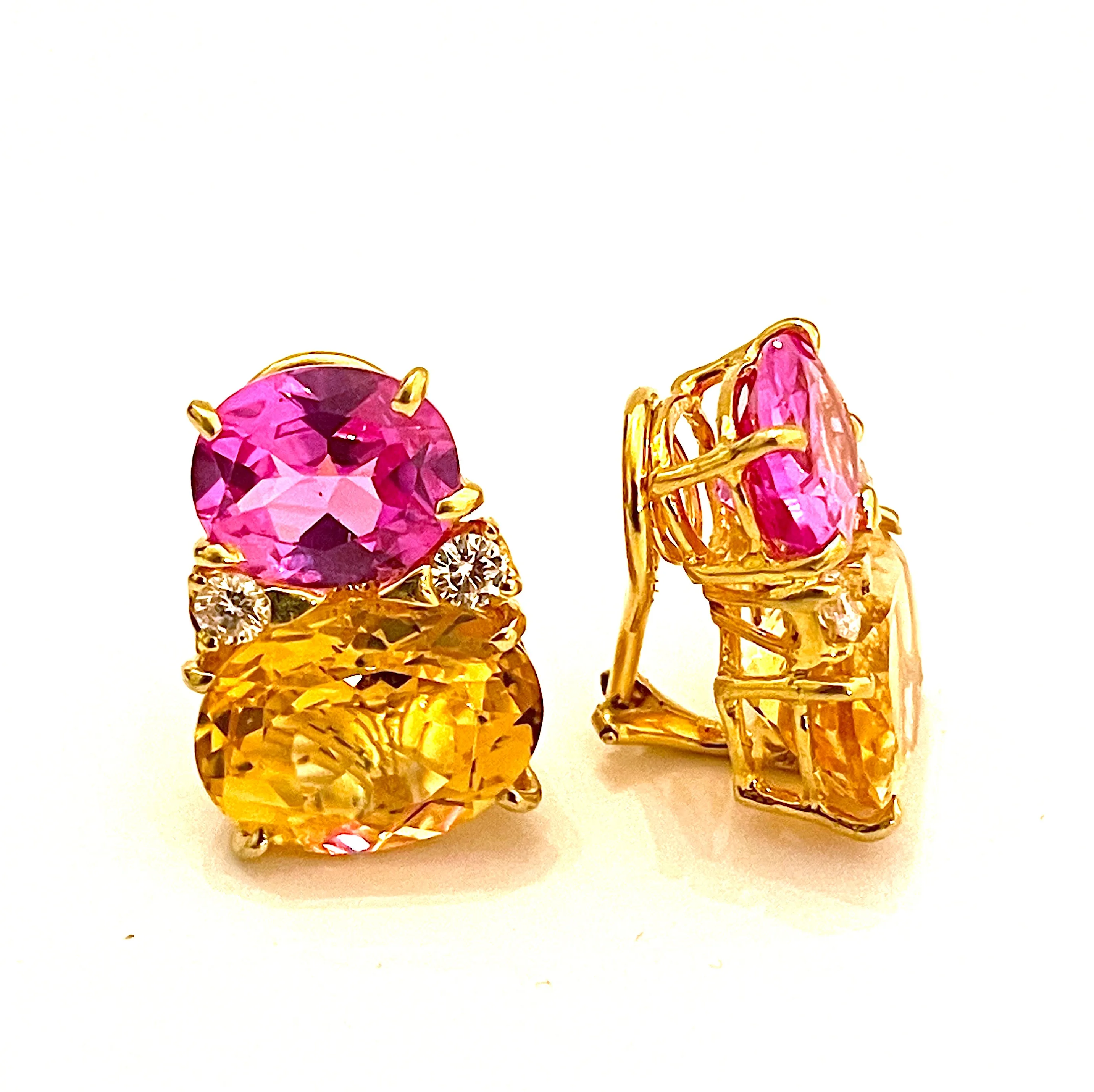 Large GUM DROP™ Earrings with Citrine and Pink Topaz and Diamonds