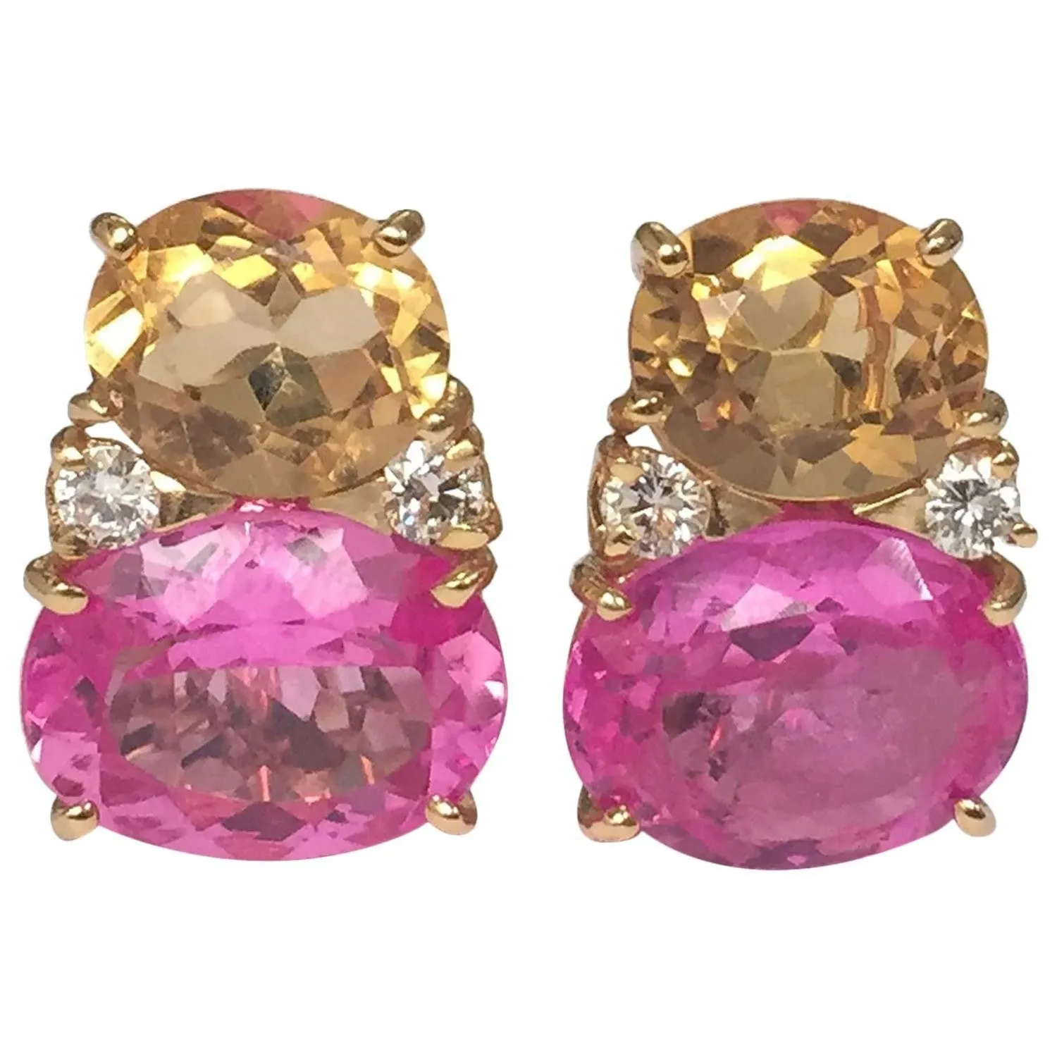 Large GUM DROP™ Earrings with Citrine and Pink Topaz and Diamonds