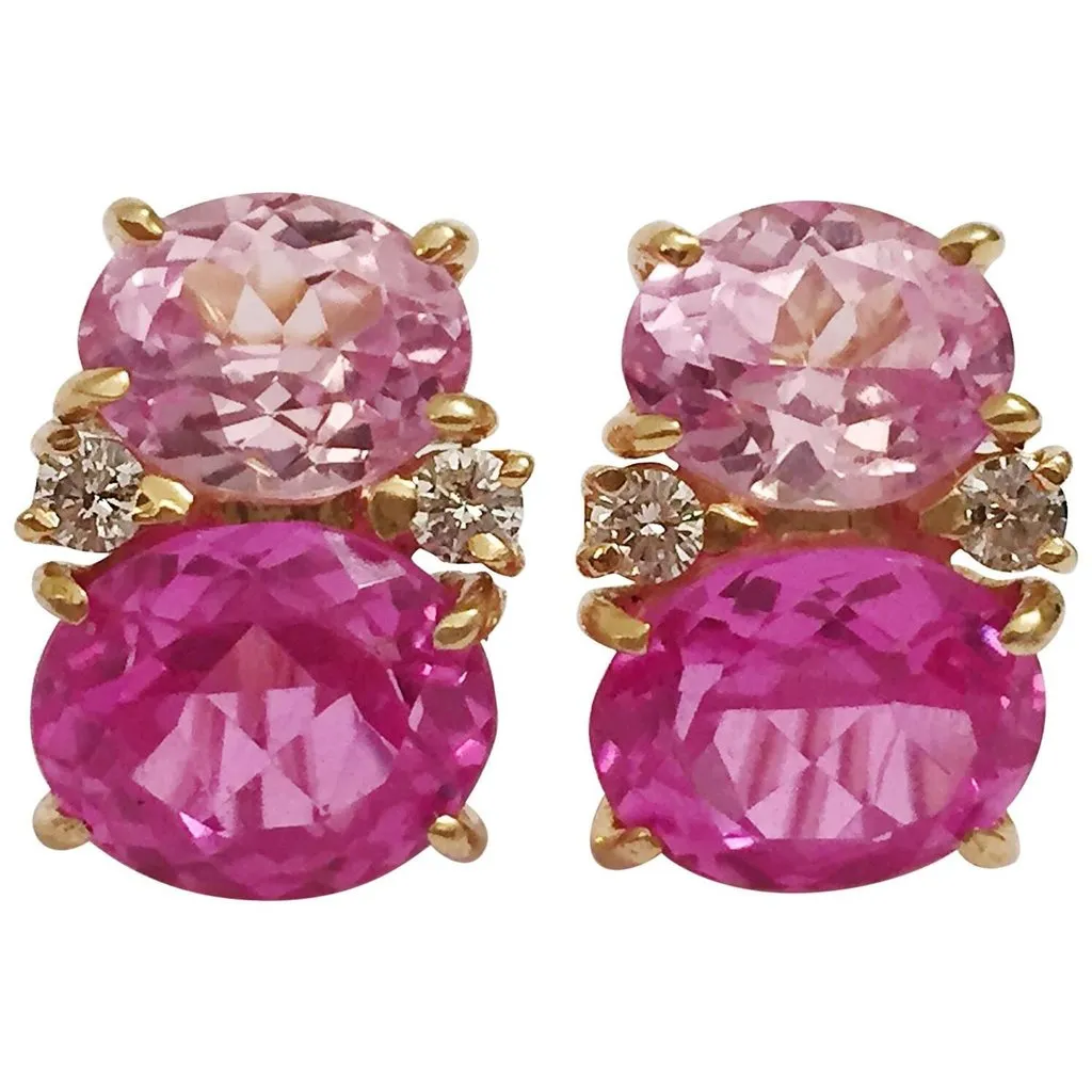 Large GUM DROP™ Earrings with Pink Topaz and Citrine and Pink Topaz and Diamonds