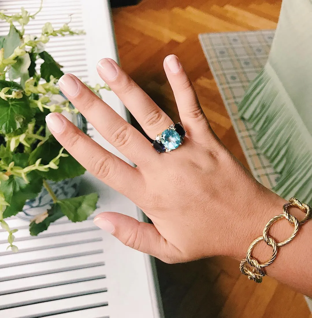 Large GUM DROP™ Ring with PERIDOT and Diamonds