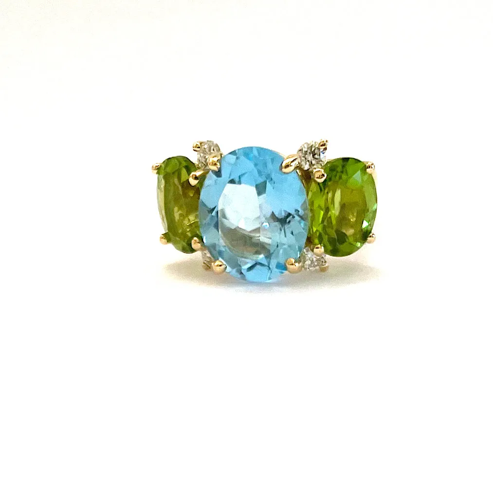 Large GUM DROP™ Ring with PERIDOT and Diamonds