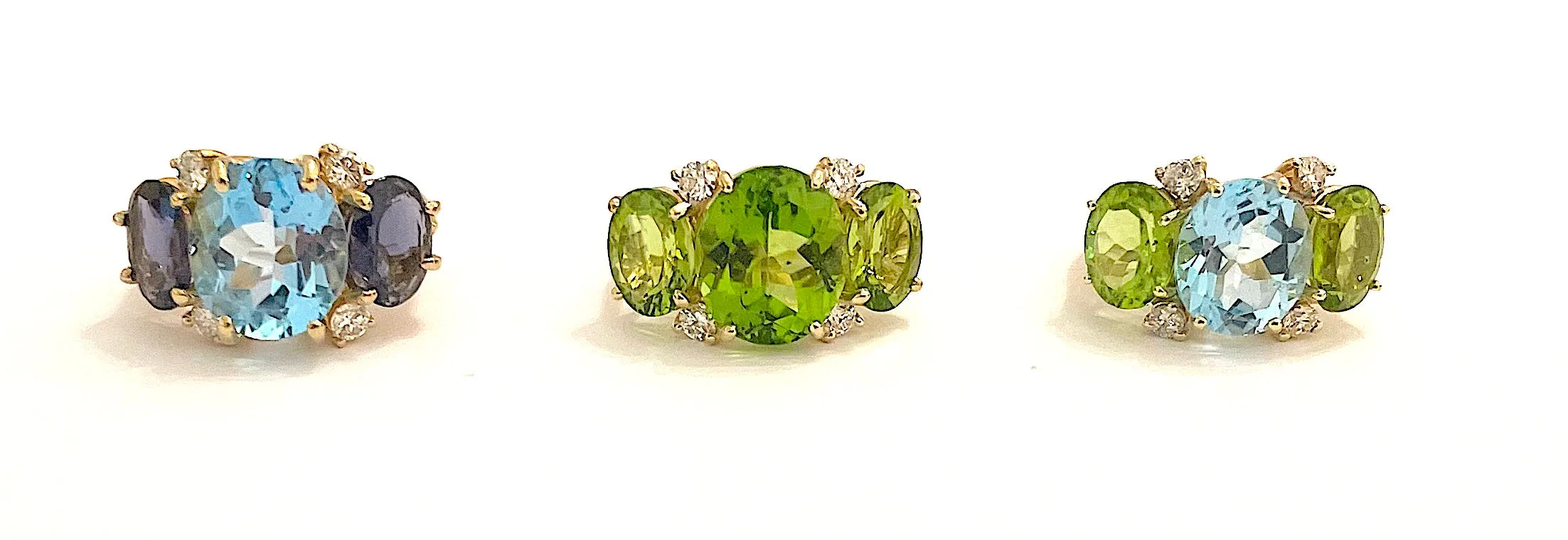 Large GUM DROP™ Ring with PERIDOT and Diamonds