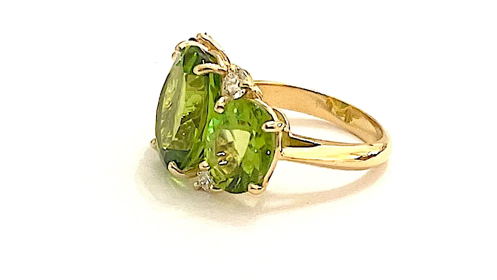 Large GUM DROP™ Ring with PERIDOT and Diamonds