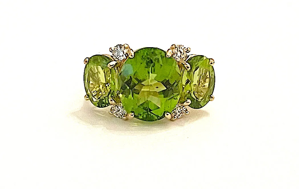 Large GUM DROP™ Ring with PERIDOT and Diamonds