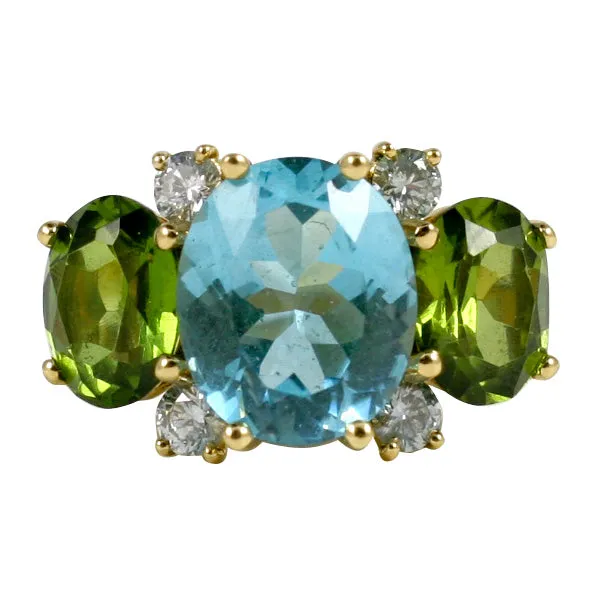 Large GUM DROP™ Ring with PERIDOT and Diamonds