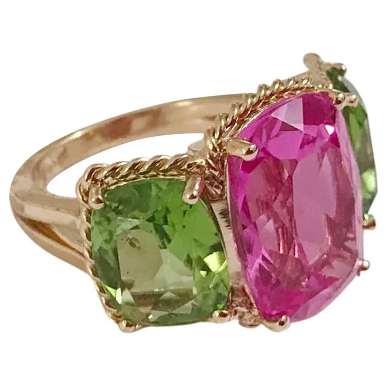 Large GUM DROP™ Ring with PERIDOT and Diamonds