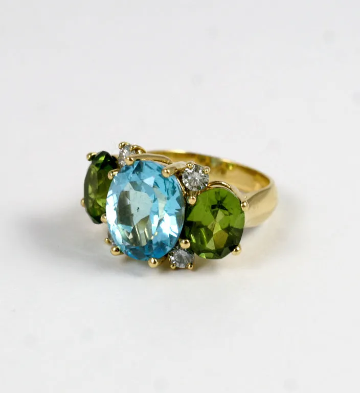 Large GUM DROP™ Ring with PERIDOT and Diamonds