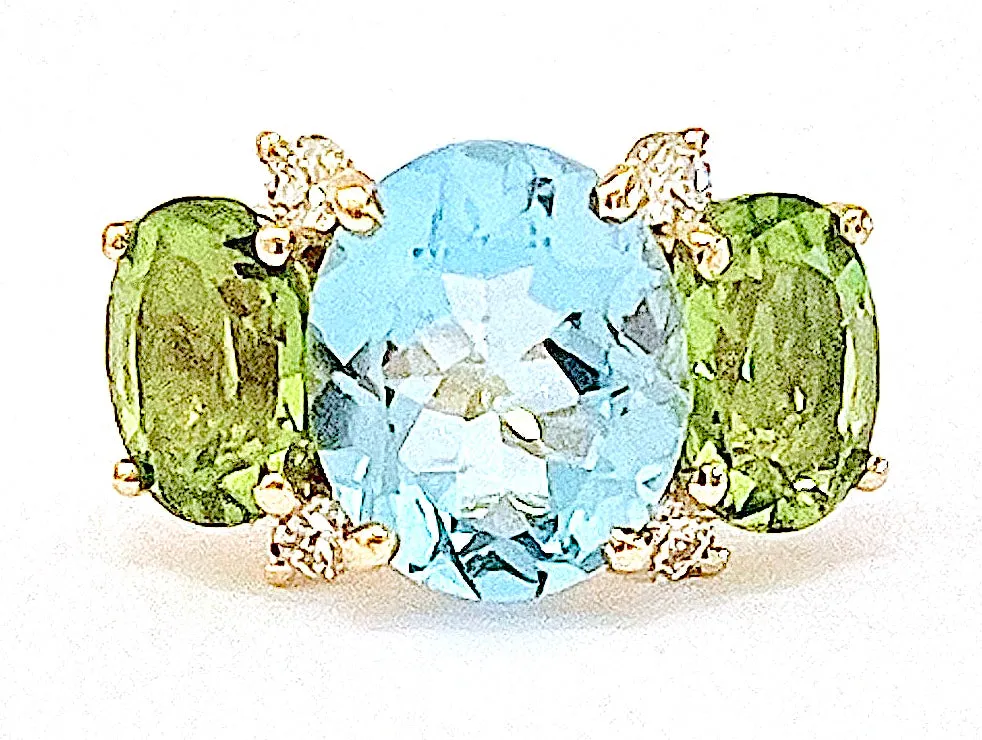 Large GUM DROP™ Ring with PERIDOT and Diamonds