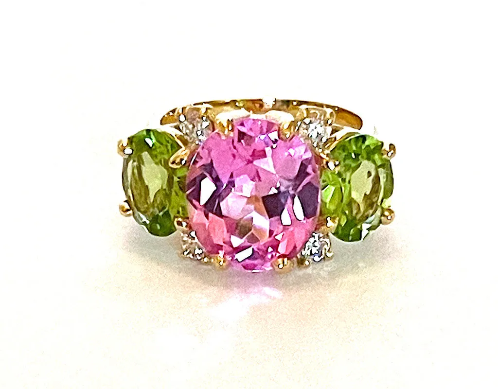 Large GUM DROP™ Ring with PERIDOT and Diamonds