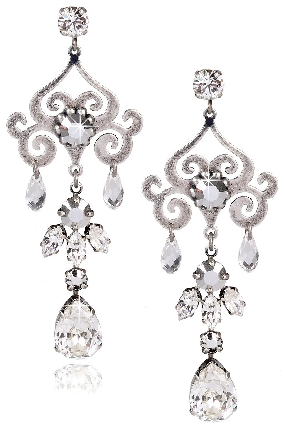 LK DESIGNS KATIA Silver Crystal Earrings