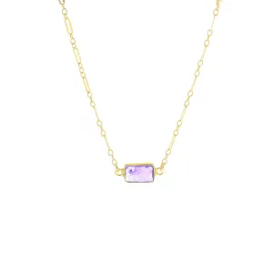 Lotus Gold Cala Necklace with Amethyst