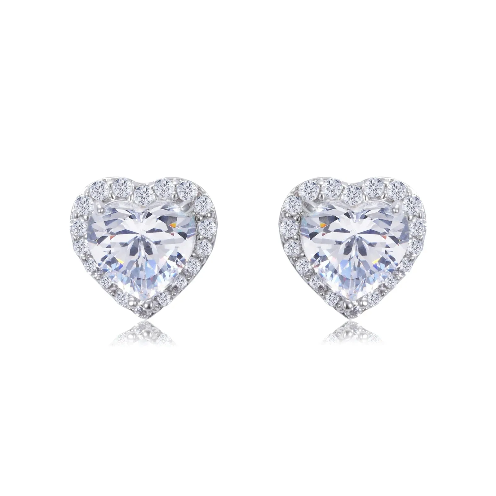 Maria 11mm Heart Halo Stud Earrings | 1.2ct