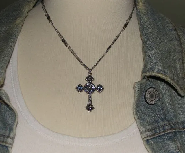 Mariana Spirit of Design Silver Cross Necklace with Swarovski Crystals