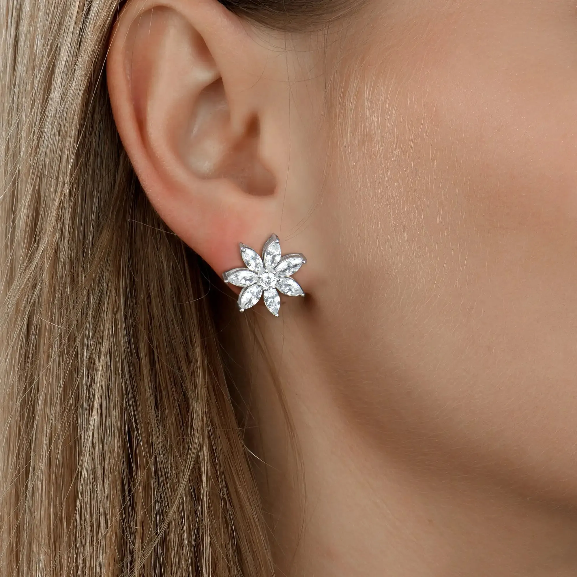 Marquise Cut Flower Earring