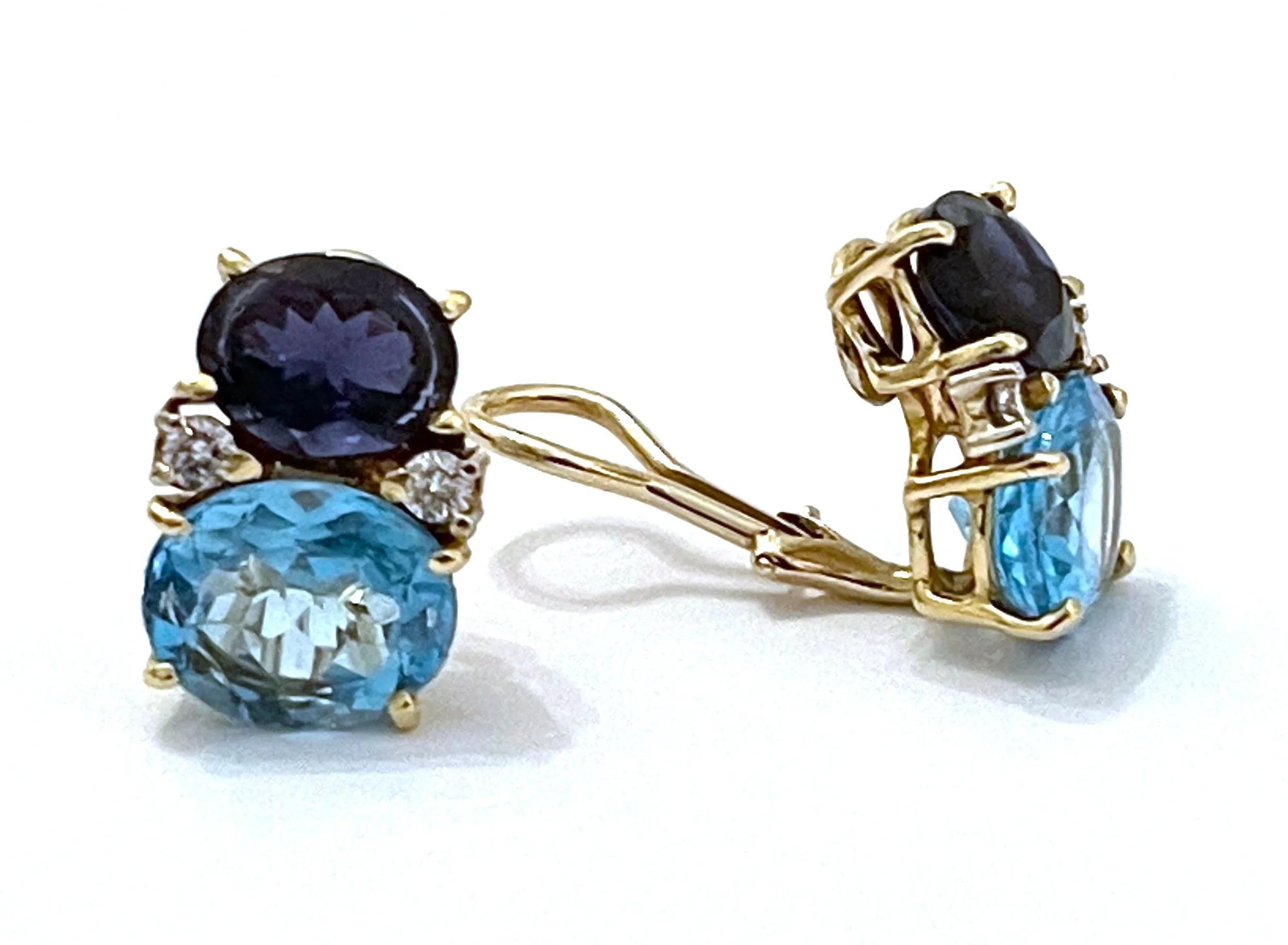 Medium GUM DROP™ Earrings with Iolite and Blue Topaz and Diamonds