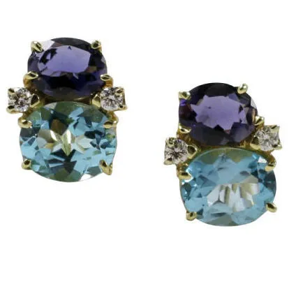 Medium GUM DROP™ Earrings with Iolite and Blue Topaz and Diamonds