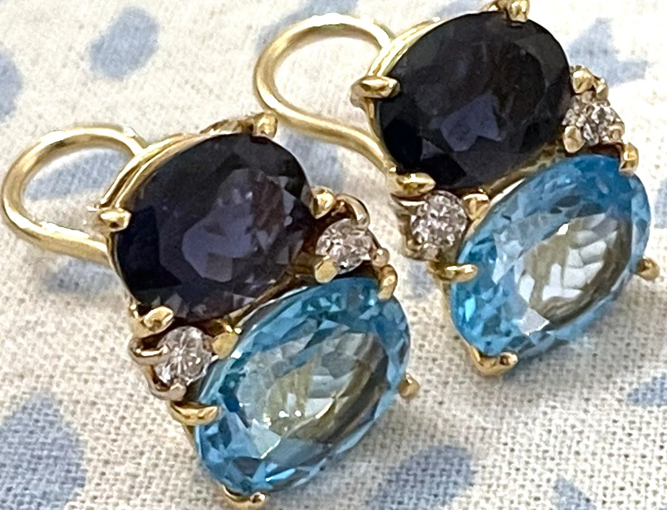 Medium GUM DROP™ Earrings with Iolite and Blue Topaz and Diamonds