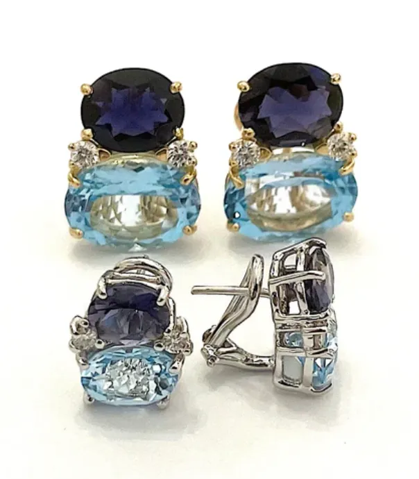 Medium GUM DROP™ Earrings with Rock Crystal and Smoky Topaz and Diamonds (Copy)