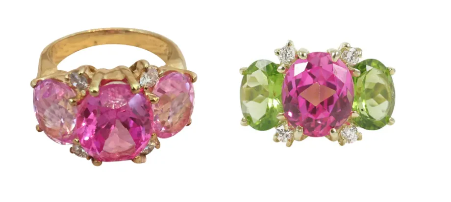 Medium GUM DROP™ Ring with Pink Topaz and Peridot and Diamonds