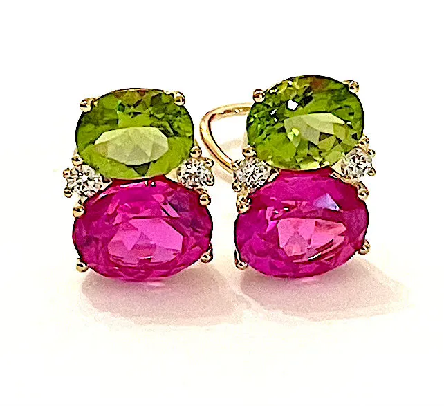 Medium GUM DROP™ Ring with Pink Topaz and Peridot and Diamonds