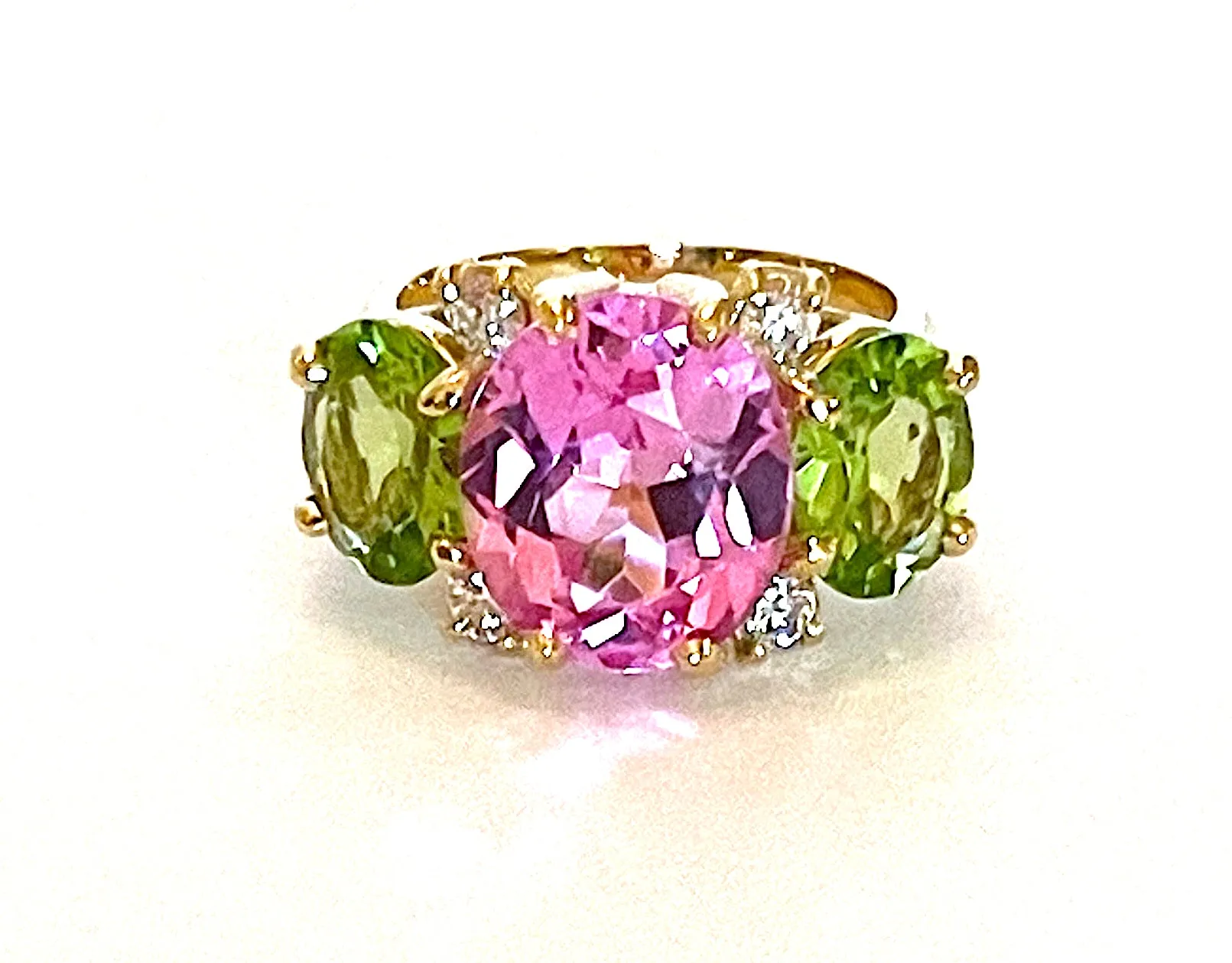 Medium GUM DROP™ Ring with Pink Topaz and Peridot and Diamonds