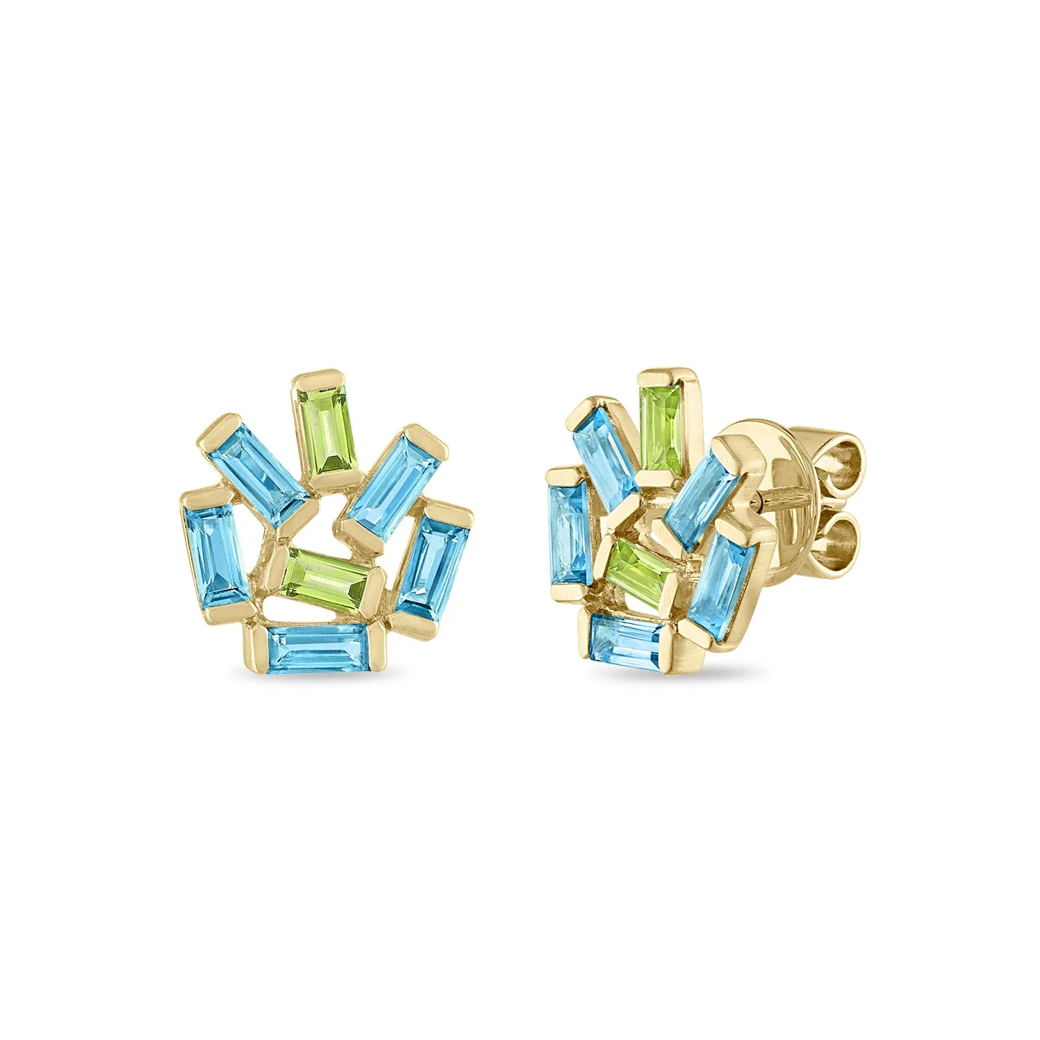 Medium Jubilation Studs: Blue Topaz and Peridot