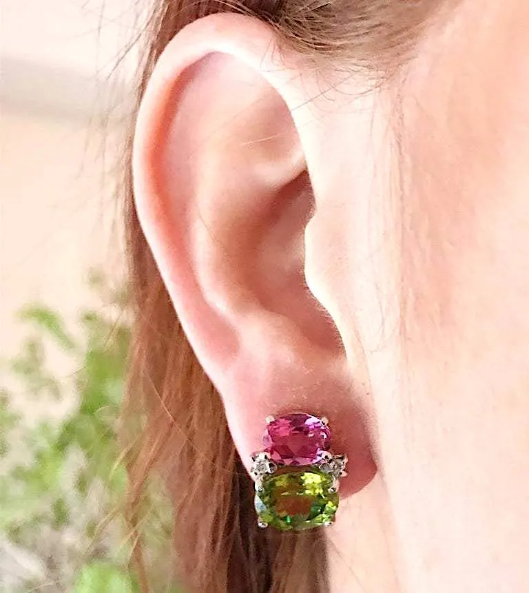 Mini GUM DROP™ Earrings with Two Tone Pink Topaz and Diamonds