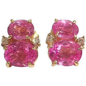 Mini GUM DROP™ Earrings with Two Tone Pink Topaz and Diamonds