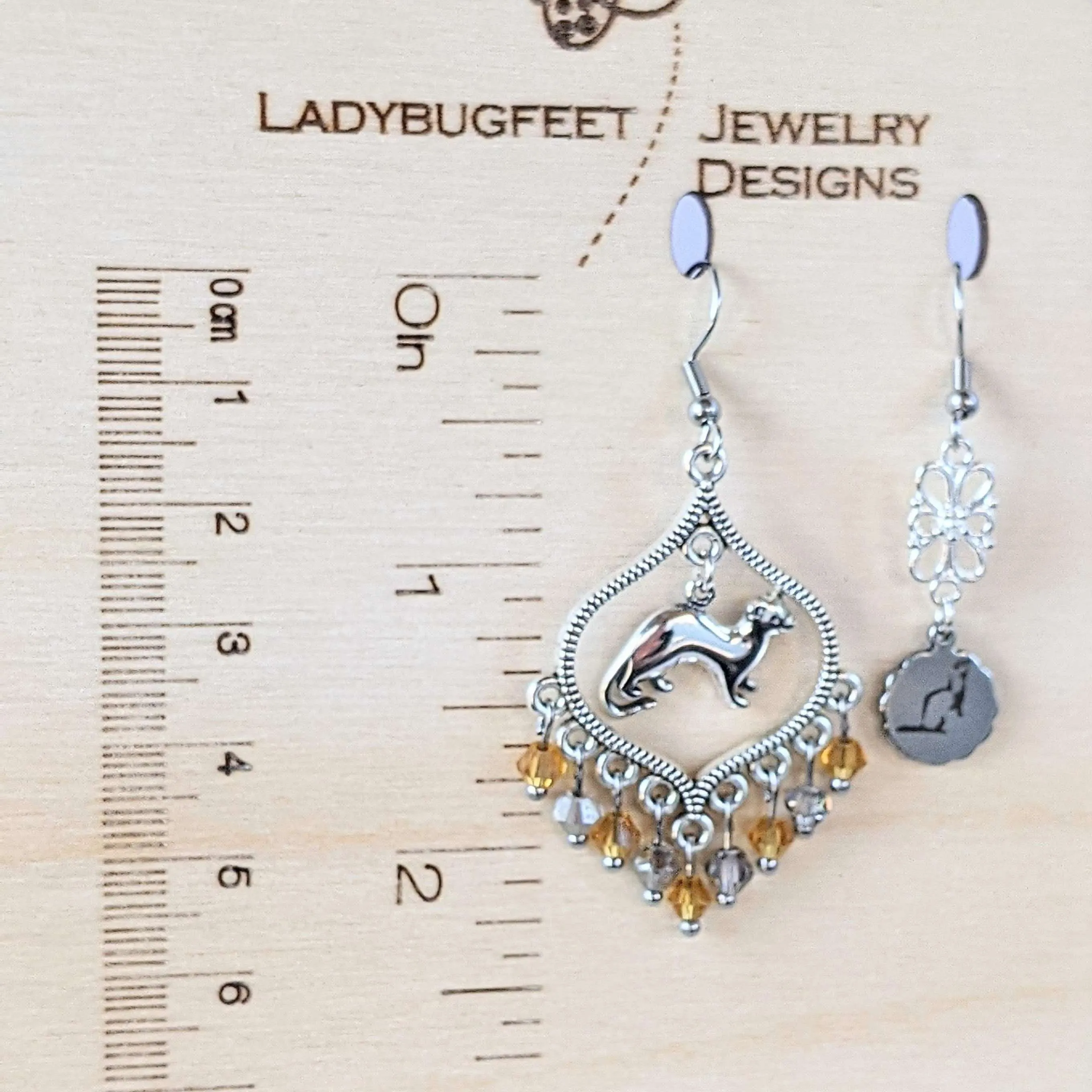 Mismatched Ferret hook earrings