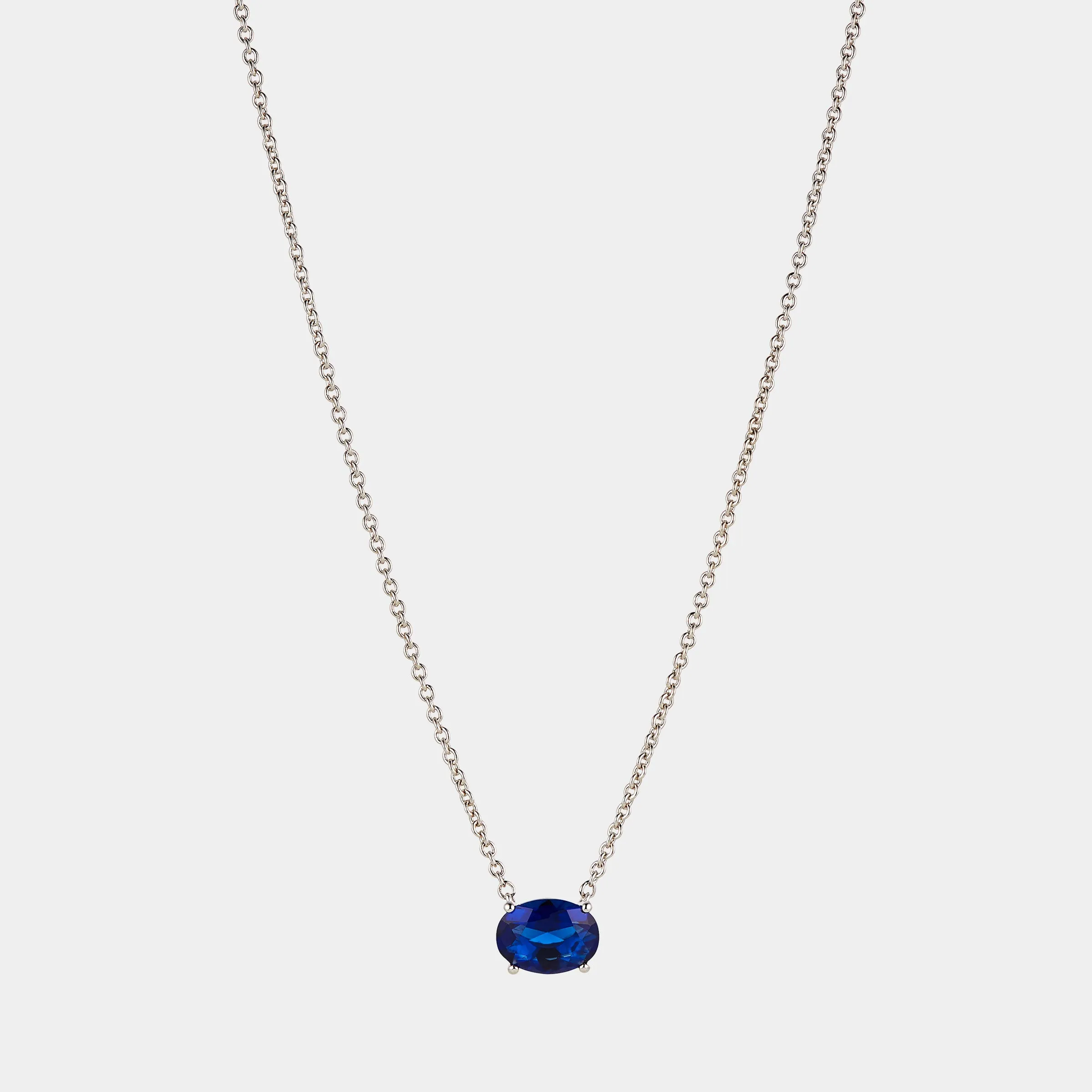 MODERN LOVE LARGE OVAL FAUX SAPPHIRE NECKLACE