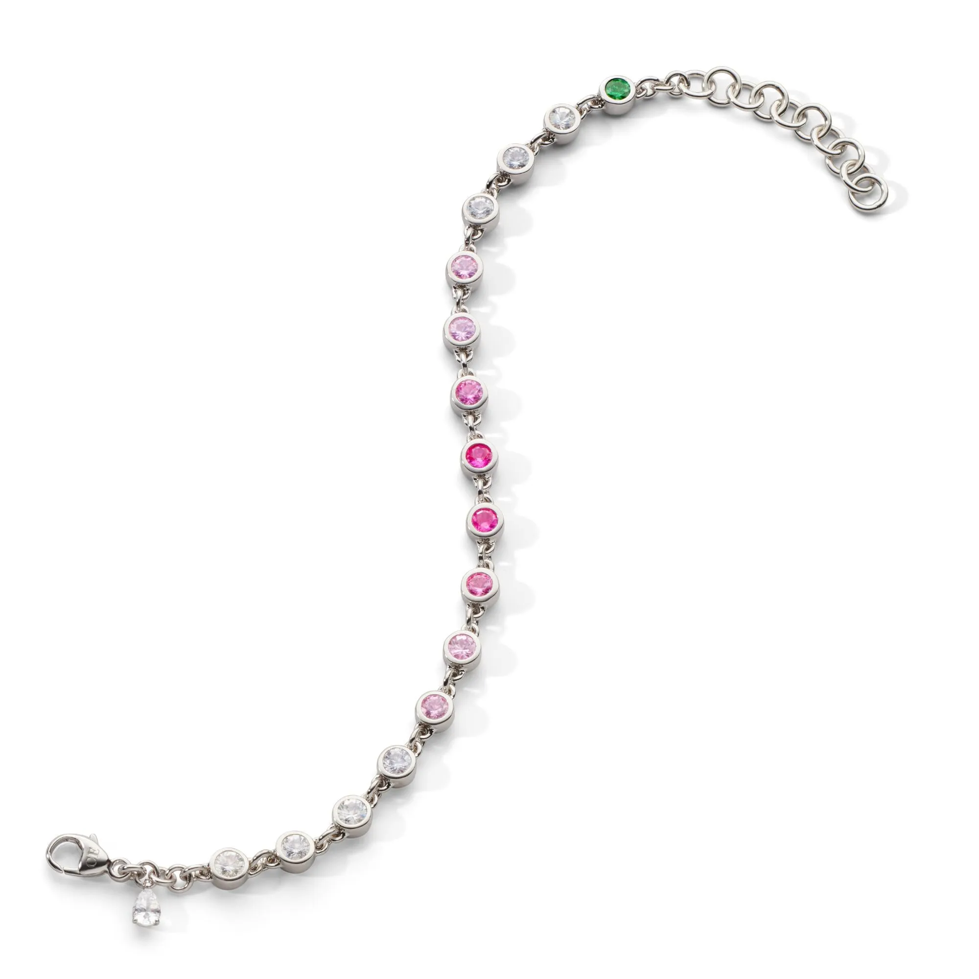 MONICA RICH KOSANN STERLING SILVER WHITE AND PINK SAPPHIRE TENNIS BRACELET