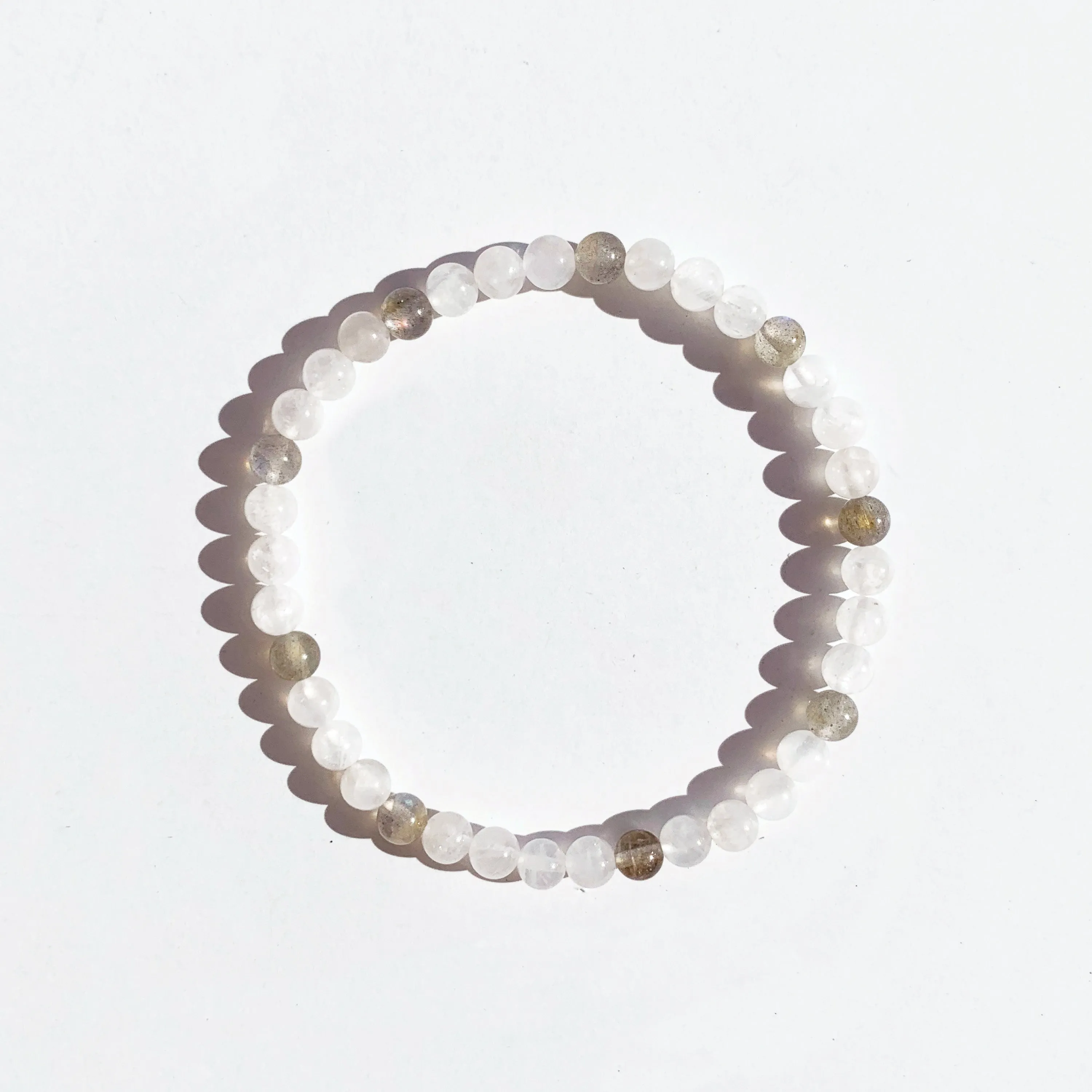 Moonstone and Labradorite Stretch Bracelet