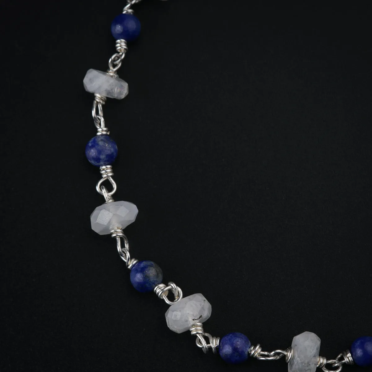 Moonstone and Lapis Lazuli Silver Bracelet