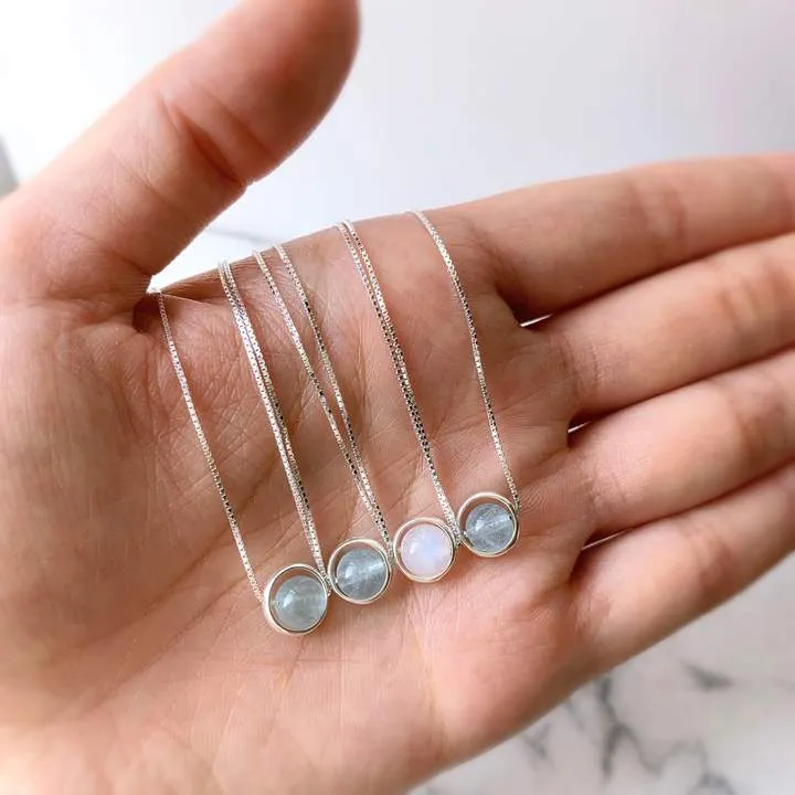 Moonstone Minimalist Sterling Silver Necklace