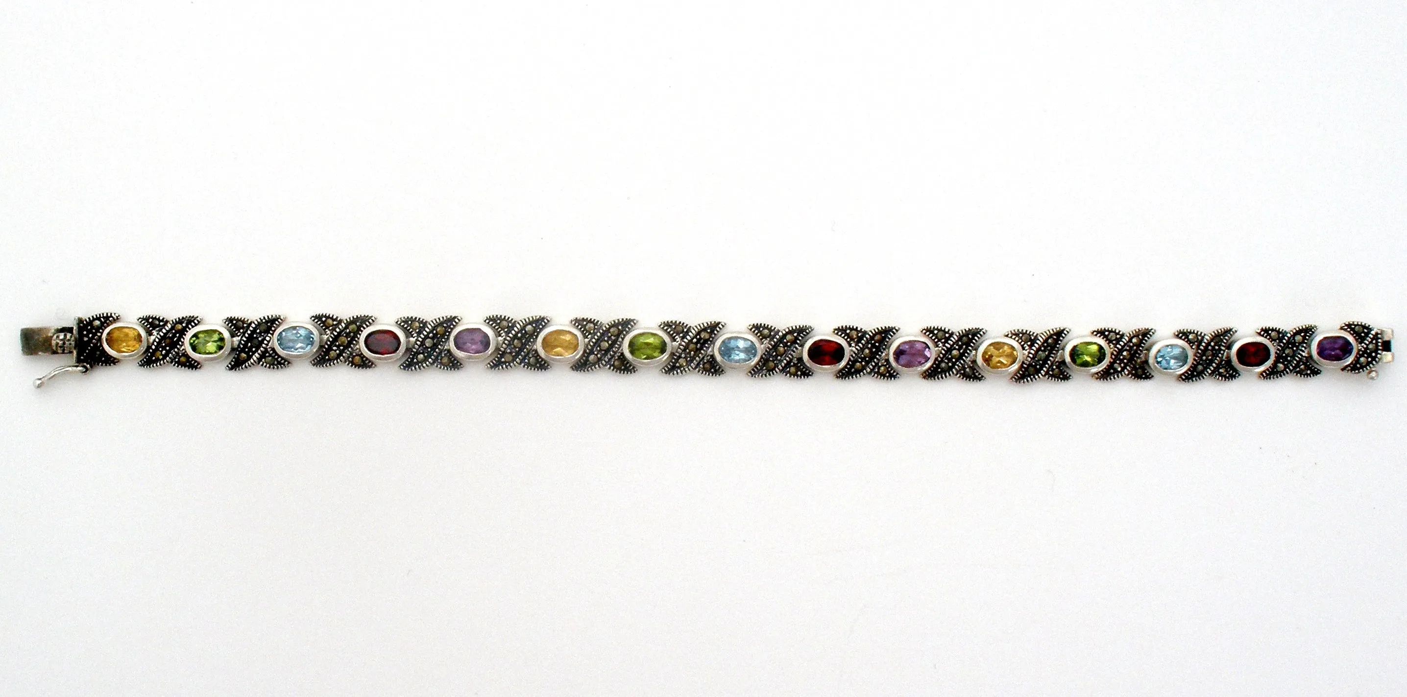 Multi Color Gemstone Hugs & Kisses 925 Bracelet