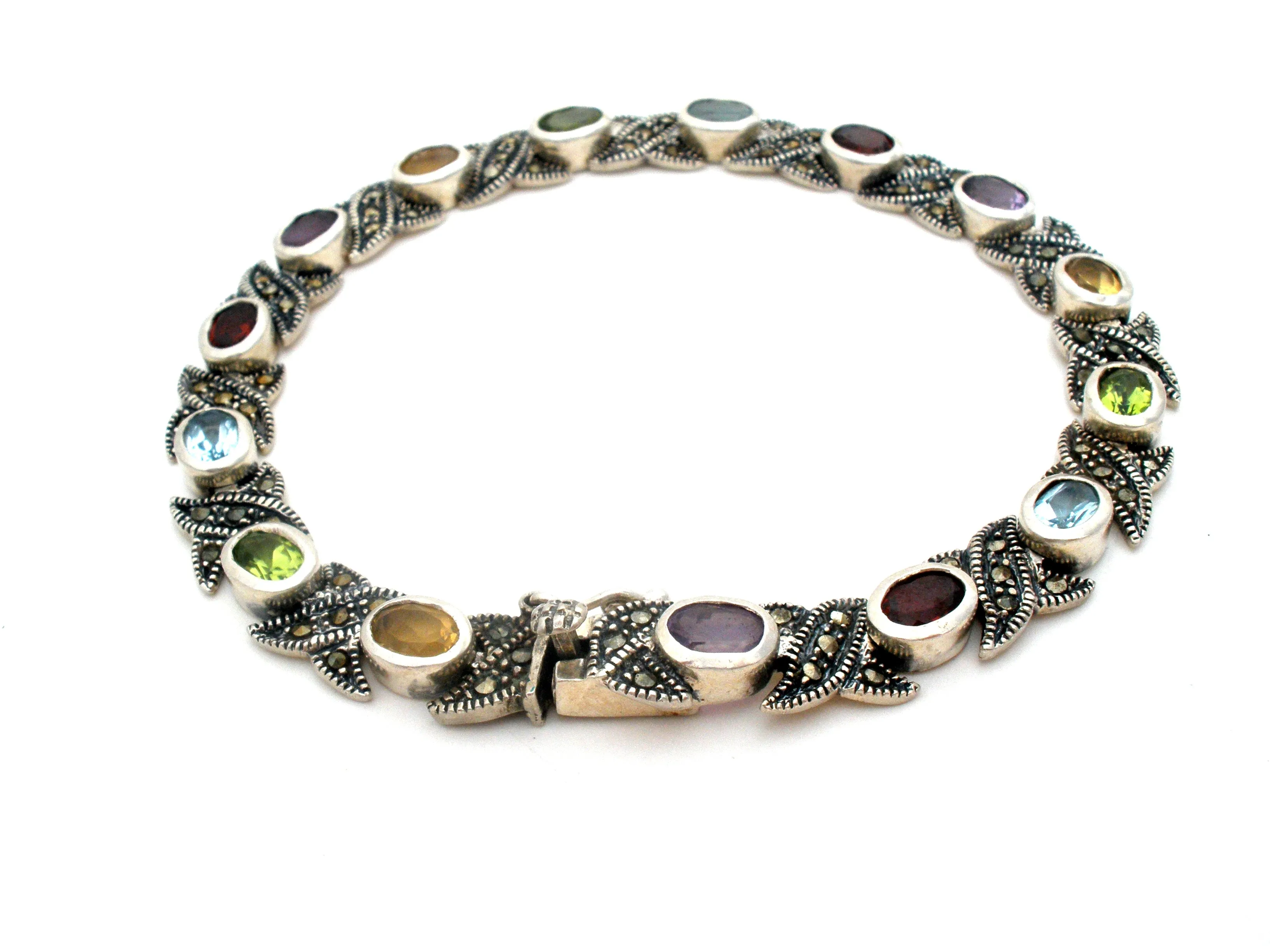 Multi Color Gemstone Hugs & Kisses 925 Bracelet