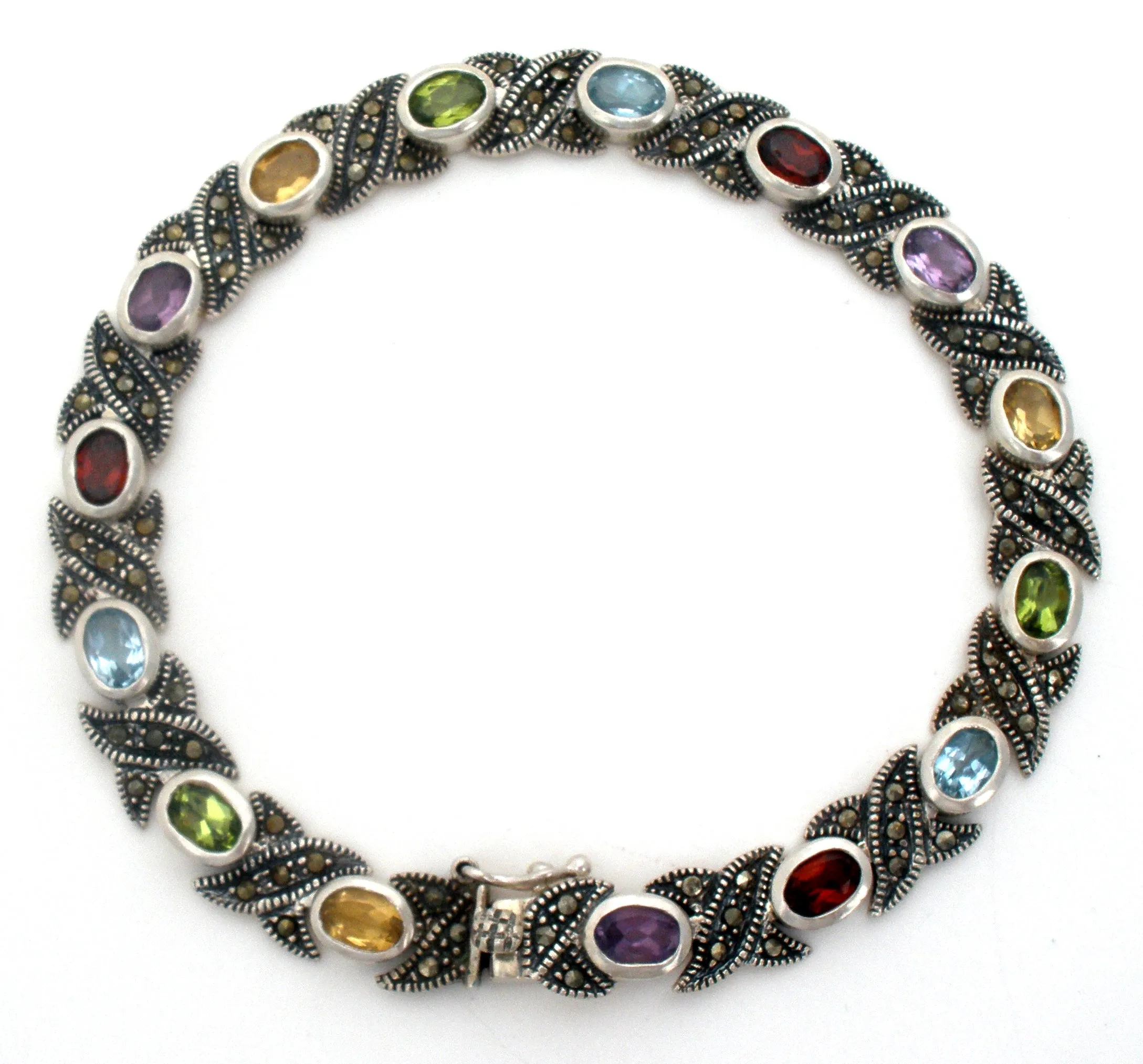 Multi Color Gemstone Hugs & Kisses 925 Bracelet