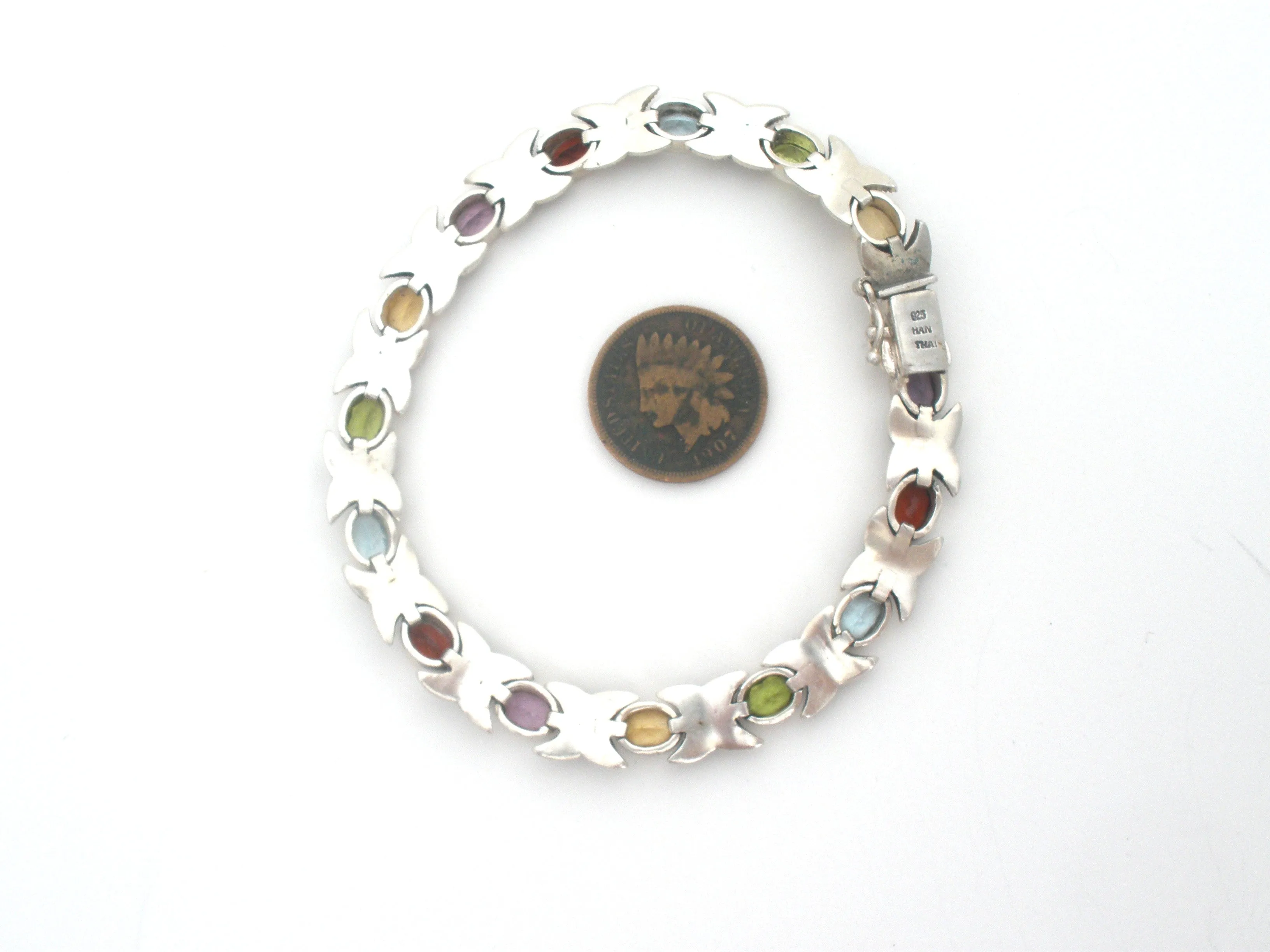 Multi Color Gemstone Hugs & Kisses 925 Bracelet